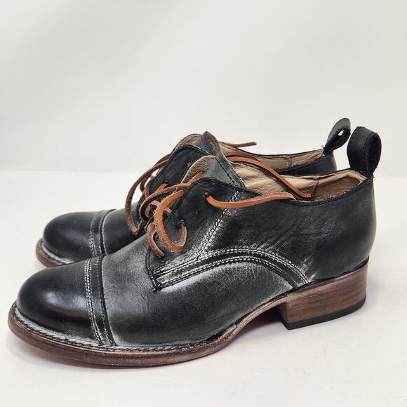 Freebird Women Mabel Distressed Black Leather Oxford Slip On Shoes Size 5 Casual - Picture 4 of 8